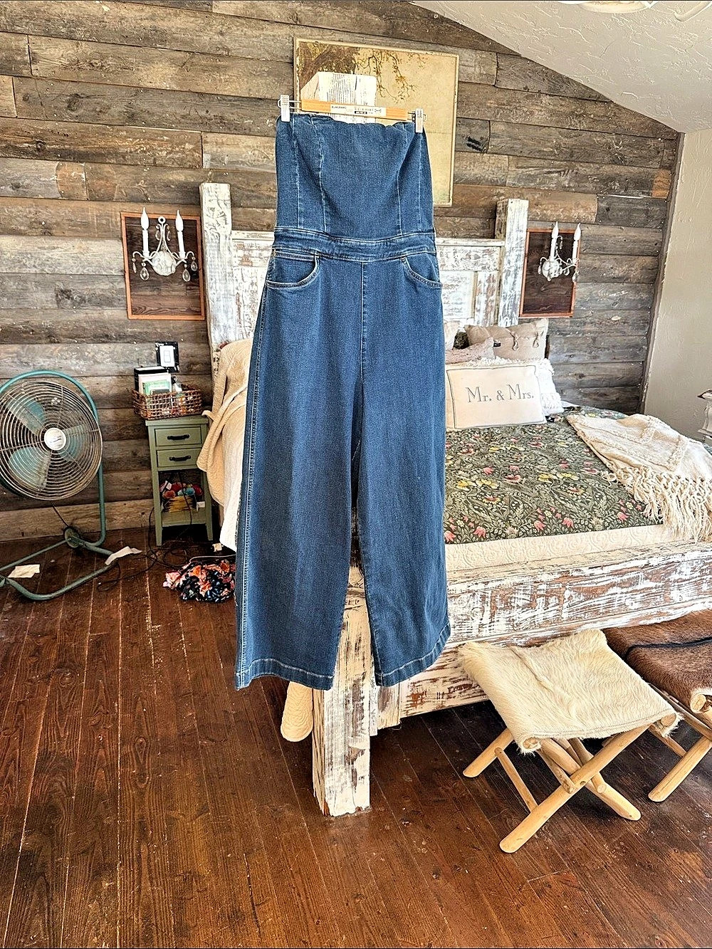 Wrangler Corset Playsuit Denim Wide Leg Playsuit Size Large Like New